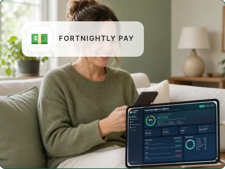 Fortnightly Budget Dashboard app by SlateAndTally