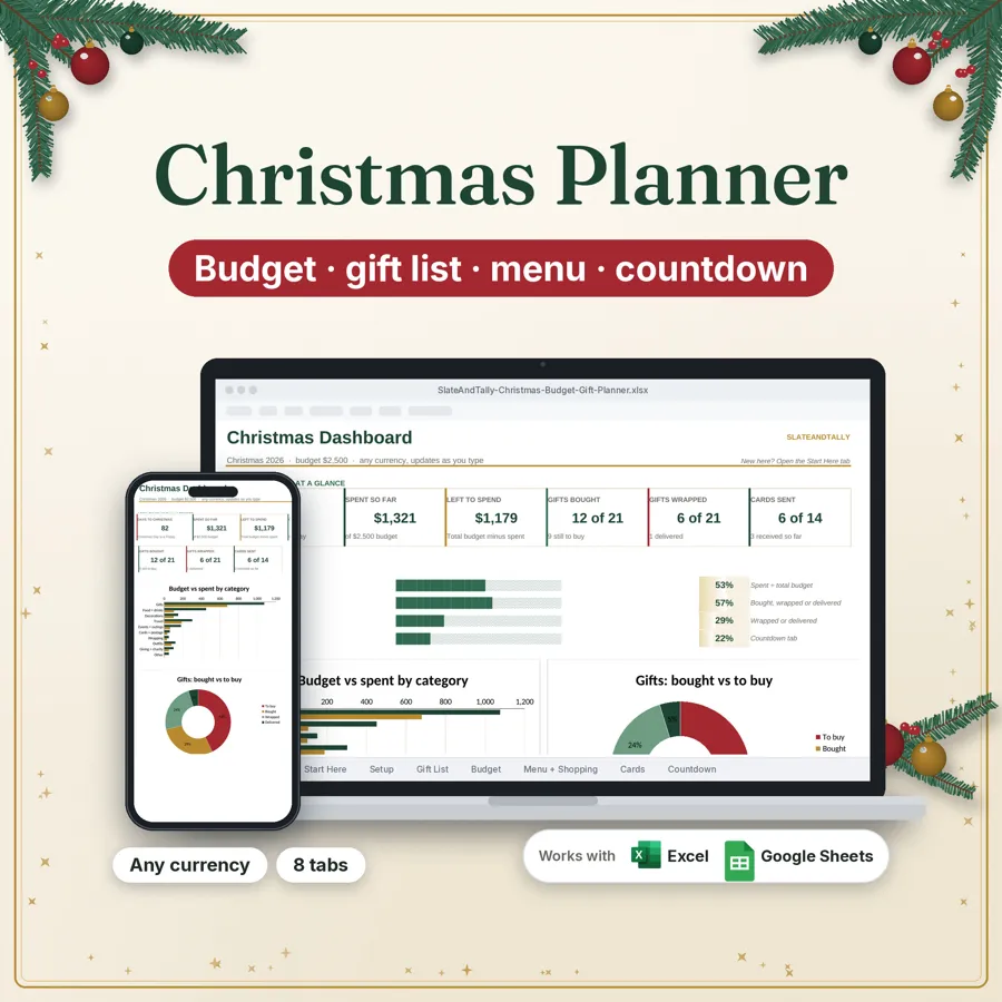 Christmas Budget Spreadsheet spreadsheet template preview