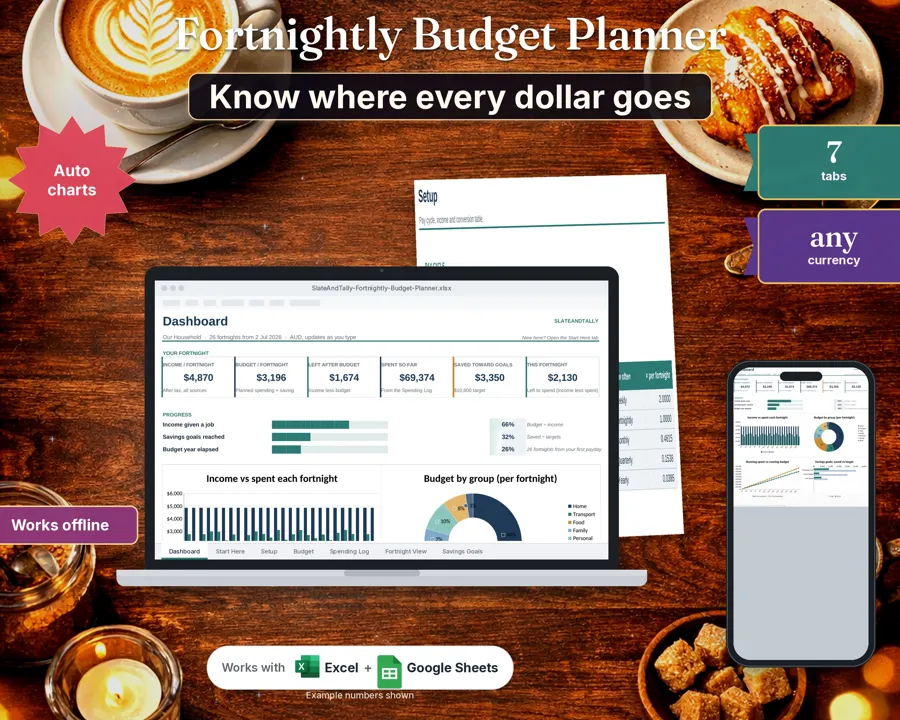 Fortnightly Budget Spreadsheet spreadsheet template preview